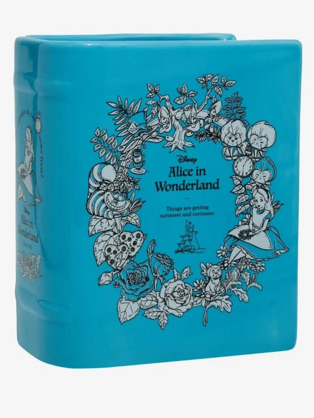 NWT Disney Alice in Wonderland Ceramic Book Figural Planter